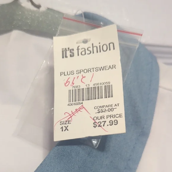 White and Blue Button-Up Shirt Dress - Picture 2 of 3